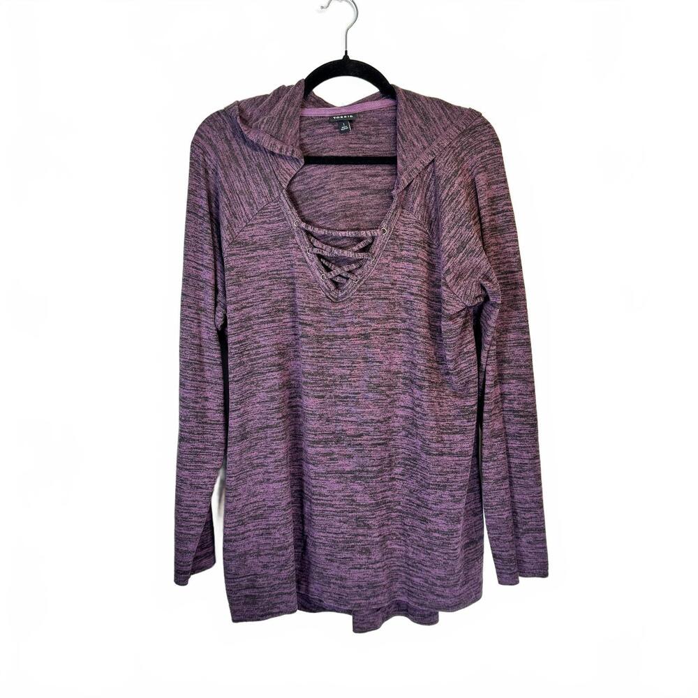 Torrid Long Sleeve Lace-Up‎ Hooded Top Purple Soft Size 1